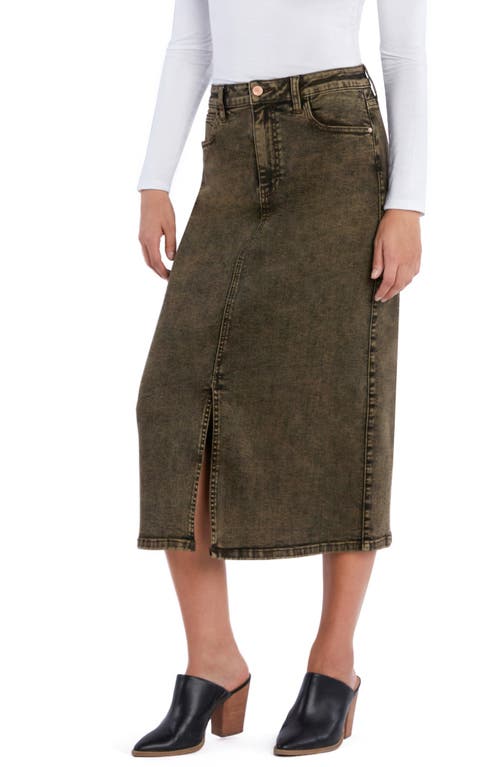 Shop Wash Lab Denim Mallory Denim Midi Skirt In Brown Honey