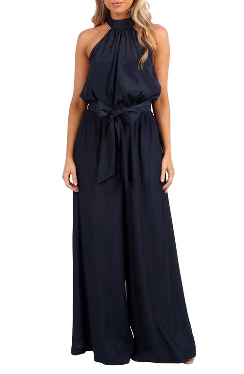 Petal And Pup Petal & Pup Lelia Halter Neck Wide Leg Jumpsuit In Blue