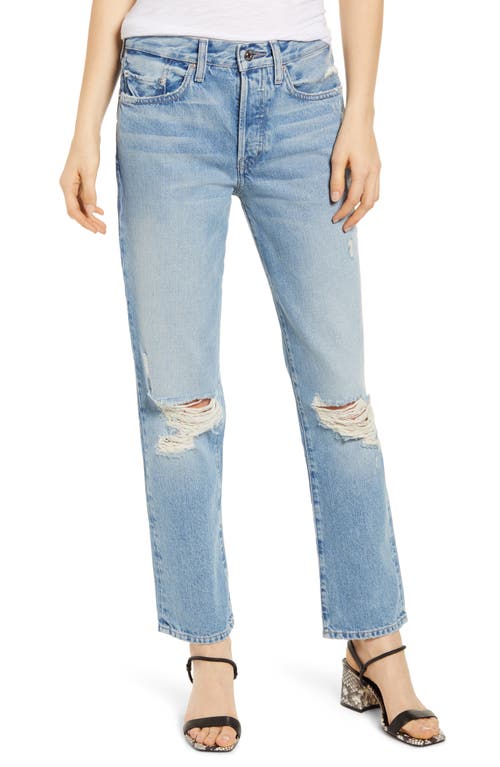 EDWIN Cai High Waist Nonstretch Ripped Straight Leg Jeans in Slayer