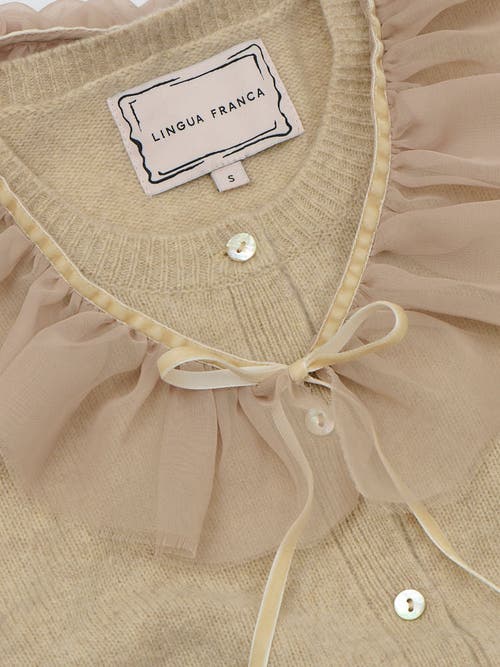 Lingua Franca Ruffle-trim Brushed Wool Cardigan In Linen