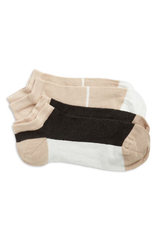 Shop Oroblu Assorted 2-pack Colorblock Ankle Socks In Black/ Sand