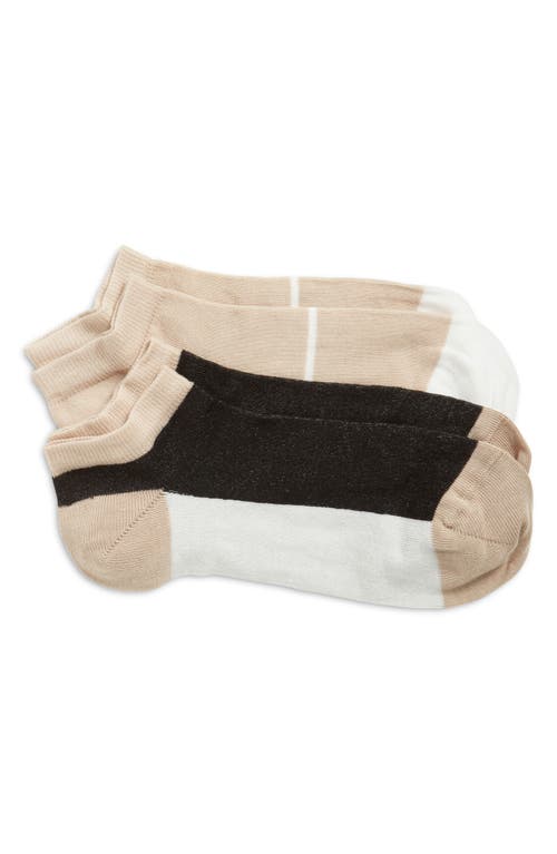 Assorted 2-Pack Colorblock Ankle Socks in Black/Sand