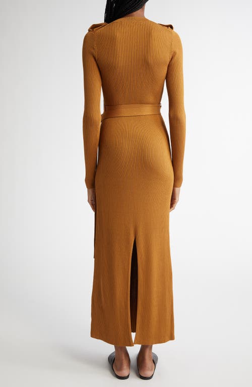 Shop Proenza Schouler Lauryn Long Sleeve Rib Sweater Dress In Dark Camel