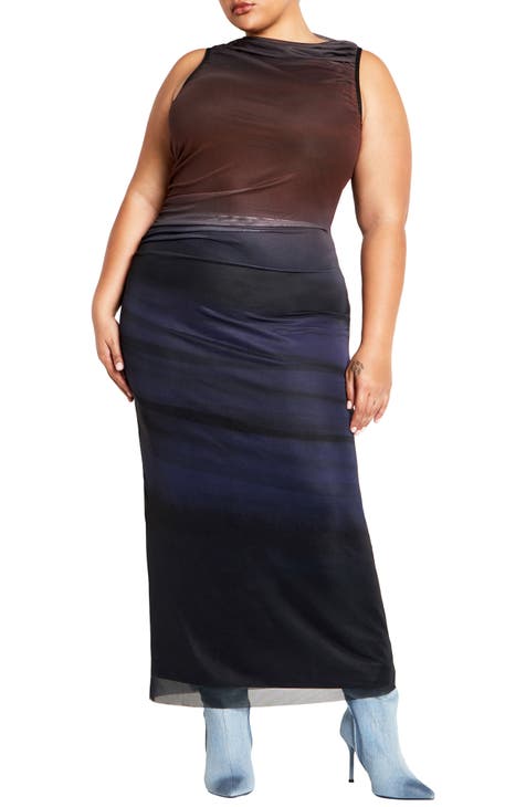 Plus Size - Studio Knit Ruched Front Halter Tie Puff Sleeve