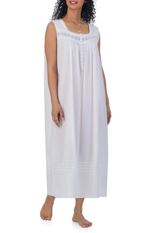 Shop Eileen West Stripe Cotton Ballet Nightgown In White