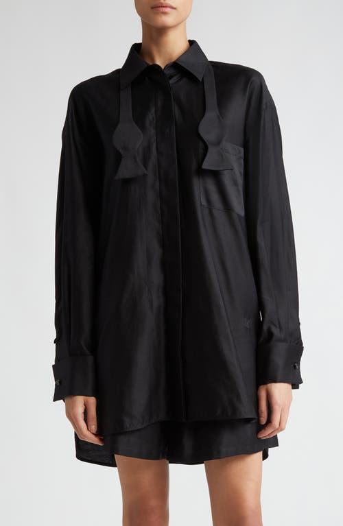 Max Mara Marea Oversize Button-Up Shirt with Bow Tie at Nordstrom