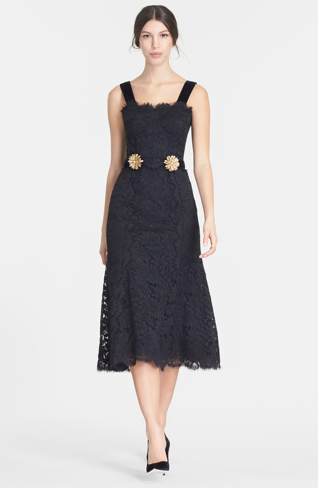 Dolce&Gabbana Sleeveless Embellished Lace Midi Dress Nordstrom