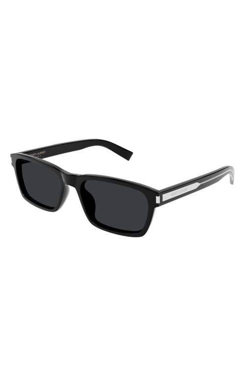 Shop Saint Laurent 57mm Rectangular Sunglasses In Black