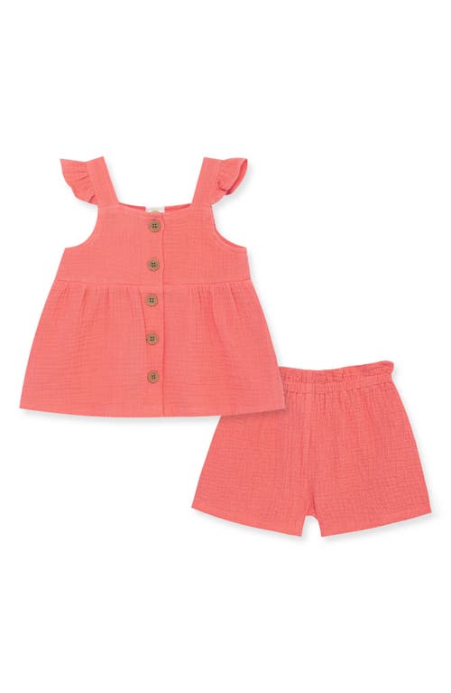 Little Me Cotton Gauze Top & Shorts Set in Pink