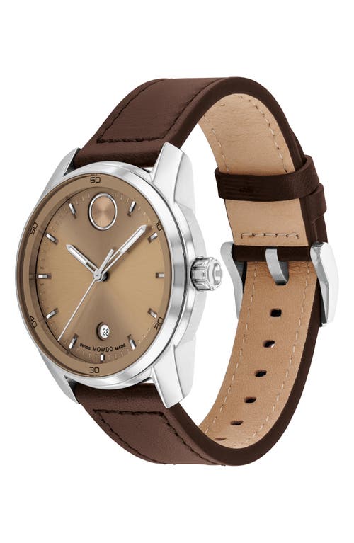 MOVADO MOVADO BOLD VERSO LEATHER STRAP WATCH, 42MM 