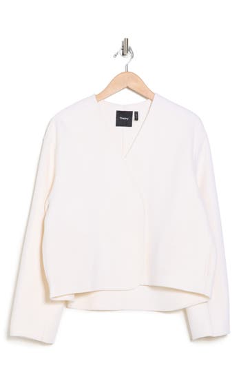 Theory Wool & Cashmere Crop Jacket In Ivory