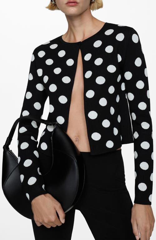 Shop Mango Polka Dot Cardigan In Black