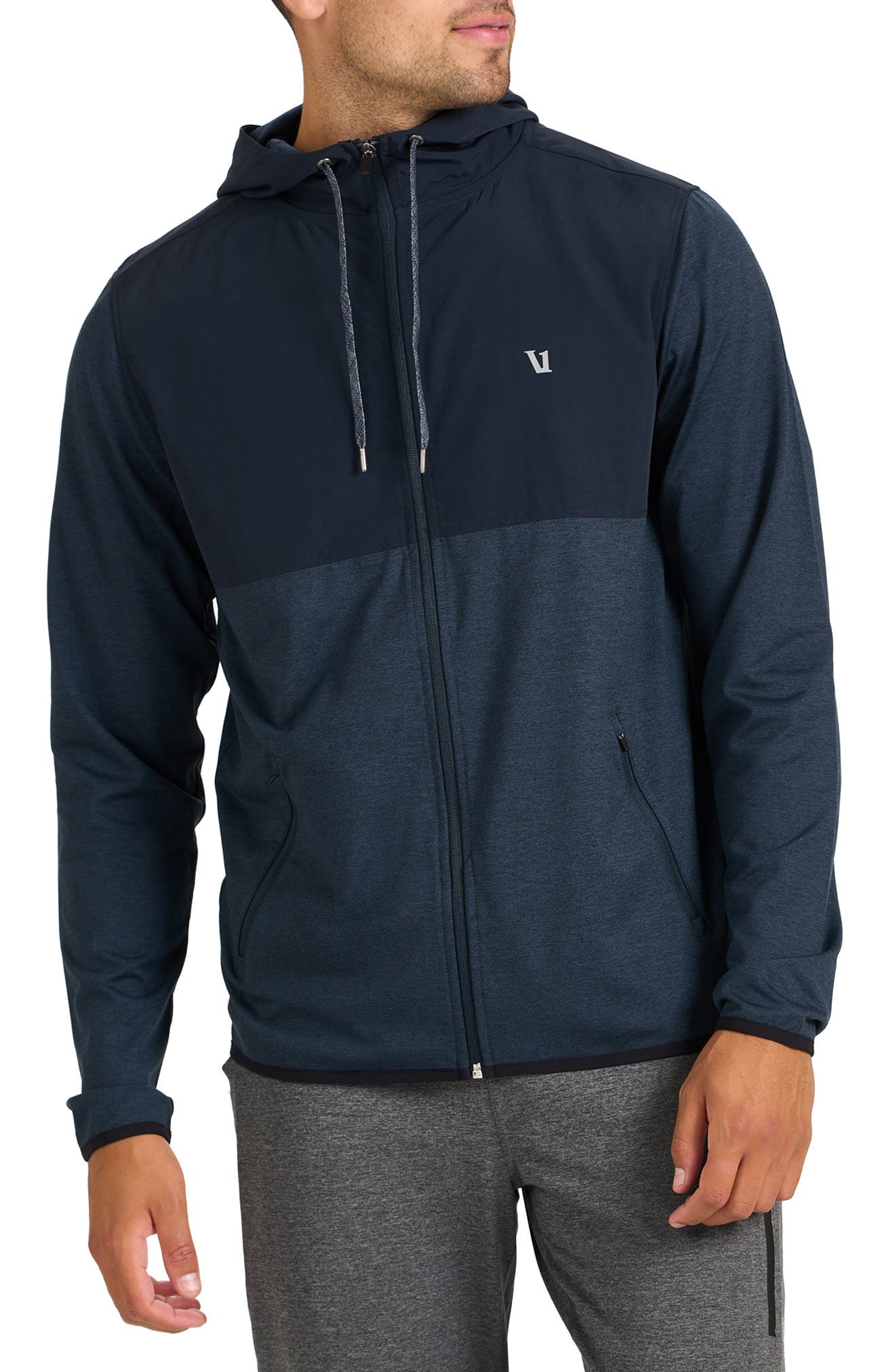 mens blue zip up sweater