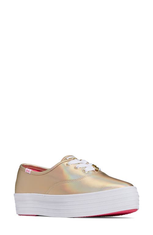 ® Keds x Barbie Platform Sneaker in Gold Leather