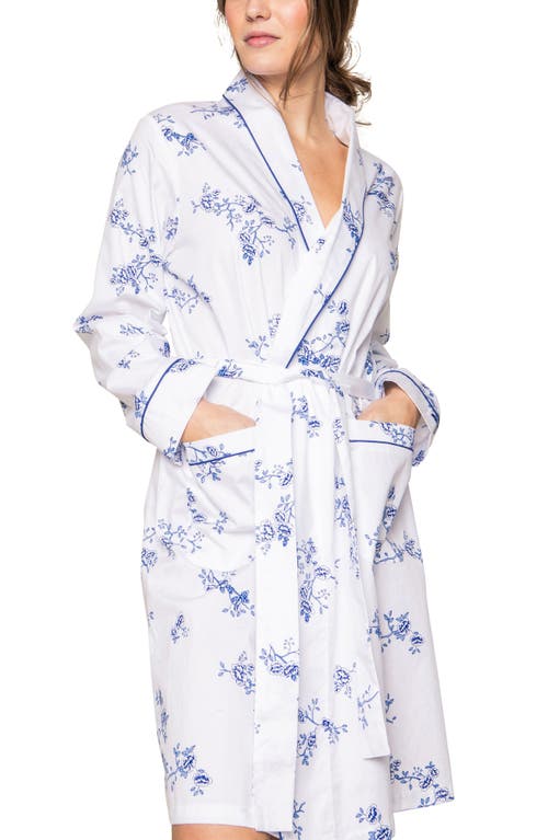 Petite Plume Indigo Floral Cotton Robe White at Nordstrom,