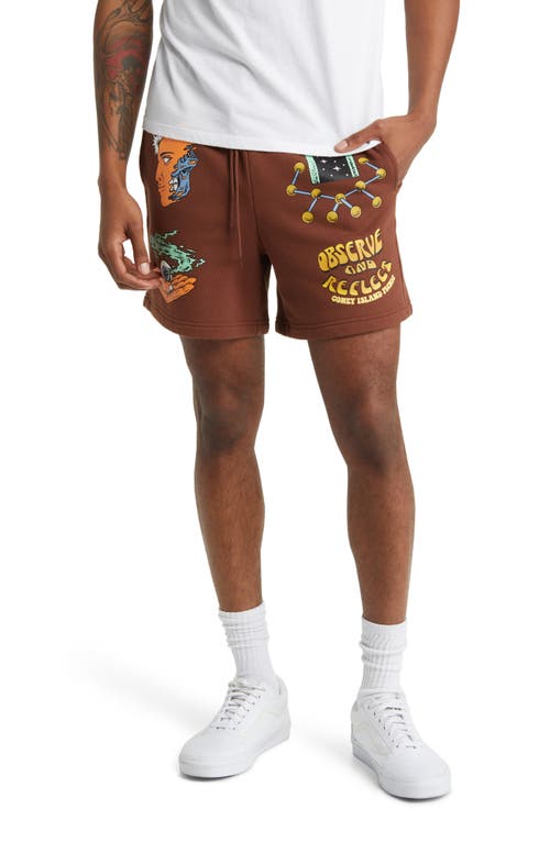 CONEY ISLAND PICNIC Reflect Organic Cotton Blend Sweat Shorts in Dt Brown