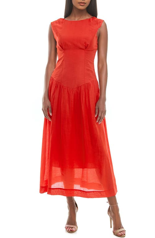 Shop Socialite Drop Waist Midi Dress In Flame Scarlet