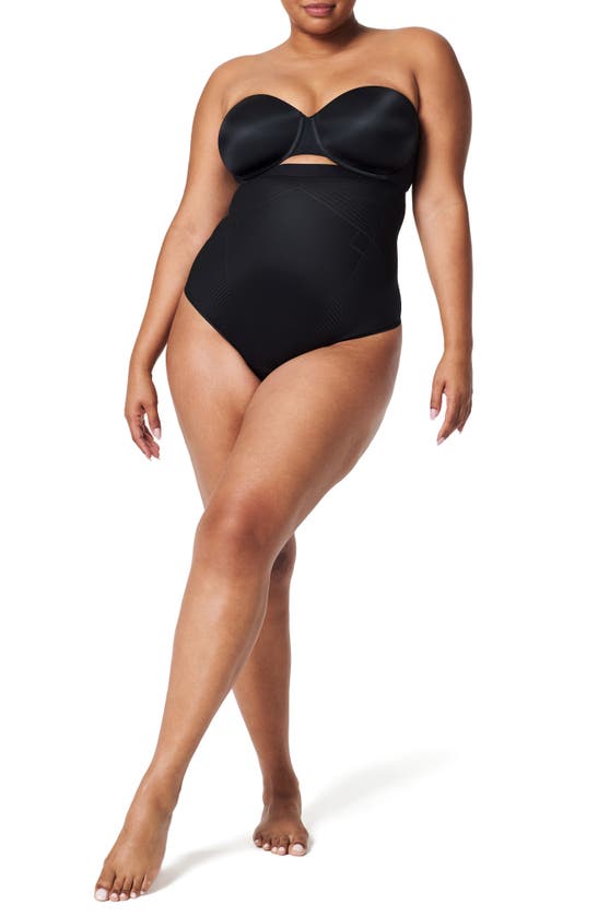 Shop Spanx Thinstincts 2.0 High Waist Shaping Thong In Very Black