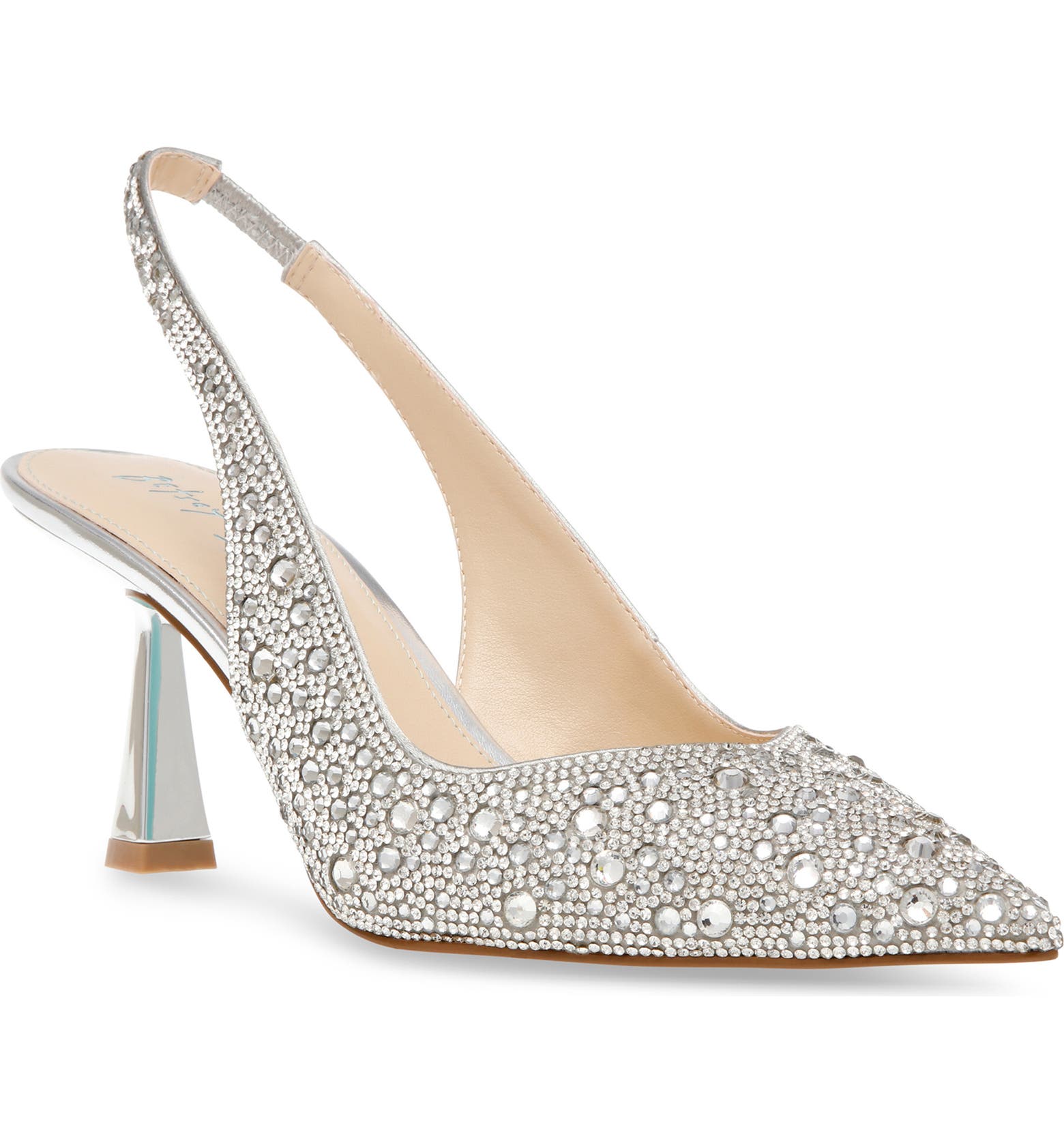 Silver rhinestone sligback heels