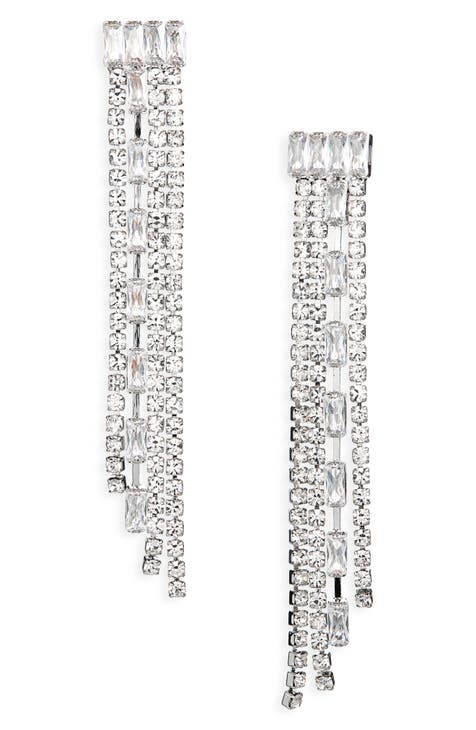 Mixed Rhinestone Fringe Earrings