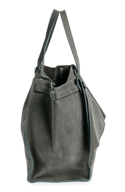 Shop Coperni Cabas Belted Leather Shoulder Bag In Grey Gry