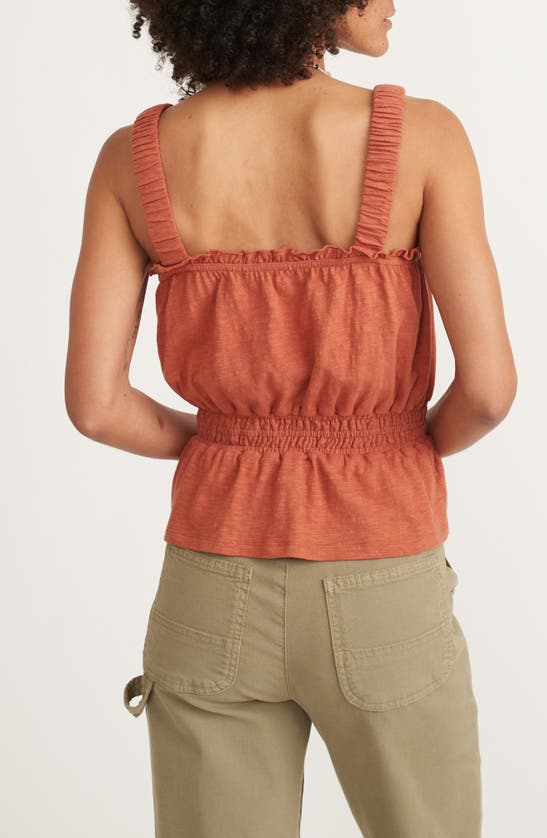 Shop Marine Layer Dylan Smocked Cotton Tank In Baked Clay