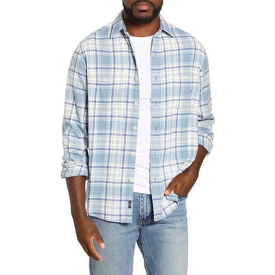 Faherty Seasons Regular Fit Plaid Flannel Button-Up Shirt, Blue