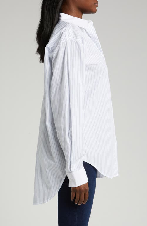 Good American Good Yarn Dye Cotton Poplin Button-up Shirt In Good Blue Stripe001