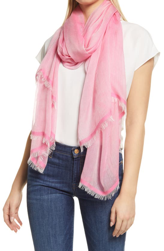 Nordstrom Modal & Silk Stripe Scarf In Pink Caliente