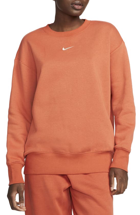 Nike Women's  Sportswear Phoenix Fleece Oversized Crewneck Sweatshirt In Orange