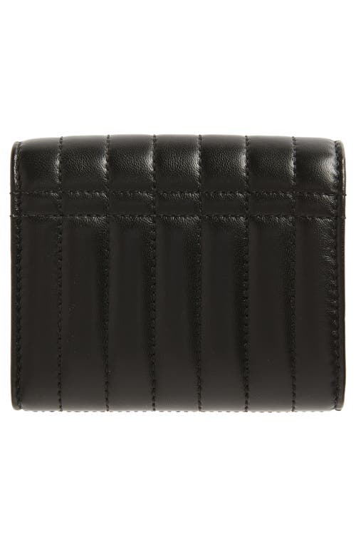 Shop Burberry Lola Quilted Leather Trifold Wallet In Black/palladio