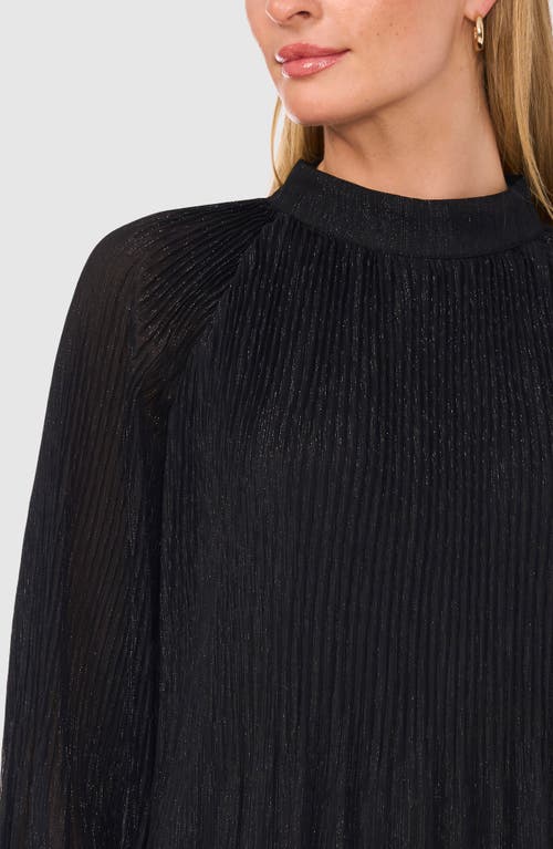 Shop Halogenr Halogen(r) Release Pleat Mock Neck Top In Rich Black Stripe