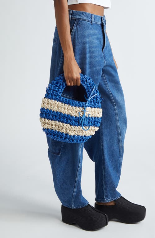 Jw Anderson Women's Popcorn Basket Tote Bag In Blue/off White