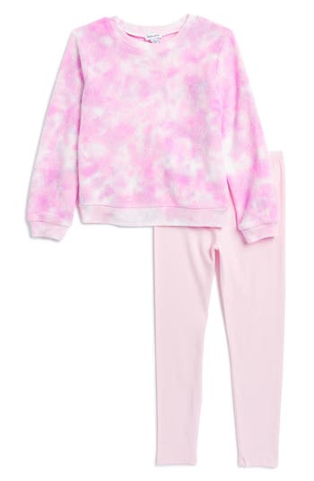 Splendid Kids' Faux Shearling Pullover & Leggings Set In Topaz Multi
