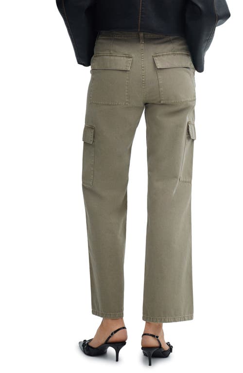 Shop Mango Straight Leg Cargo Jeans In Khaki Green