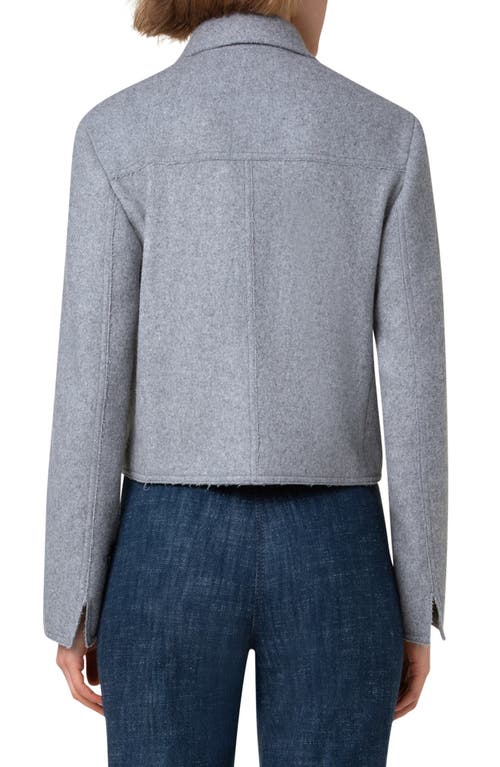 Shop Akris Punto Felted Wool Blend Short Jacket In Titan