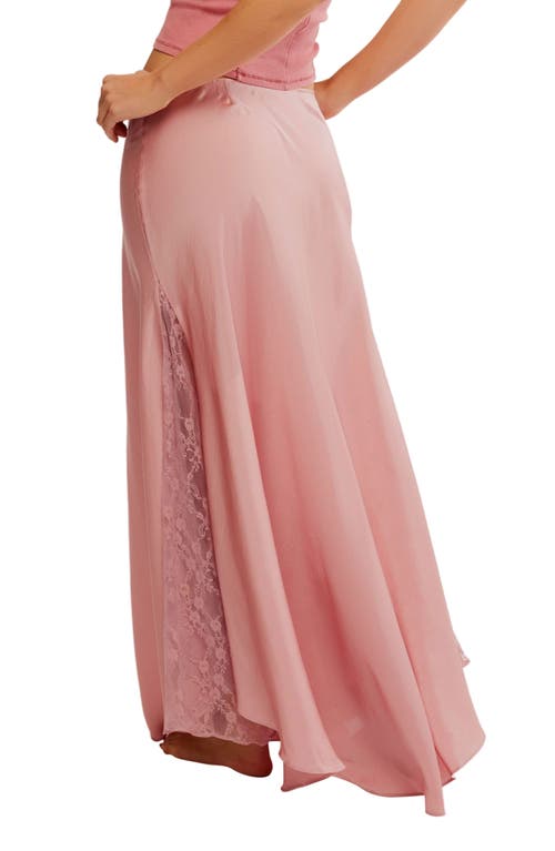 Shop Free People Make You Mine Lace Inset Satin Maxi Slip Skirt In Pale Mauve