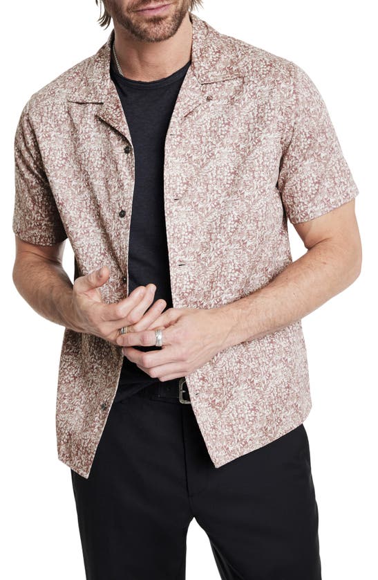 Shop John Varvatos Danny Jungle Print Camp Shirt In Mauvewood