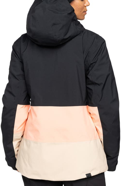 Roxy Peakside Waterproof Hooded Snow Jacket In Anthracite