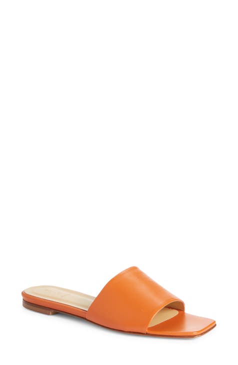 womens flat orange sandals