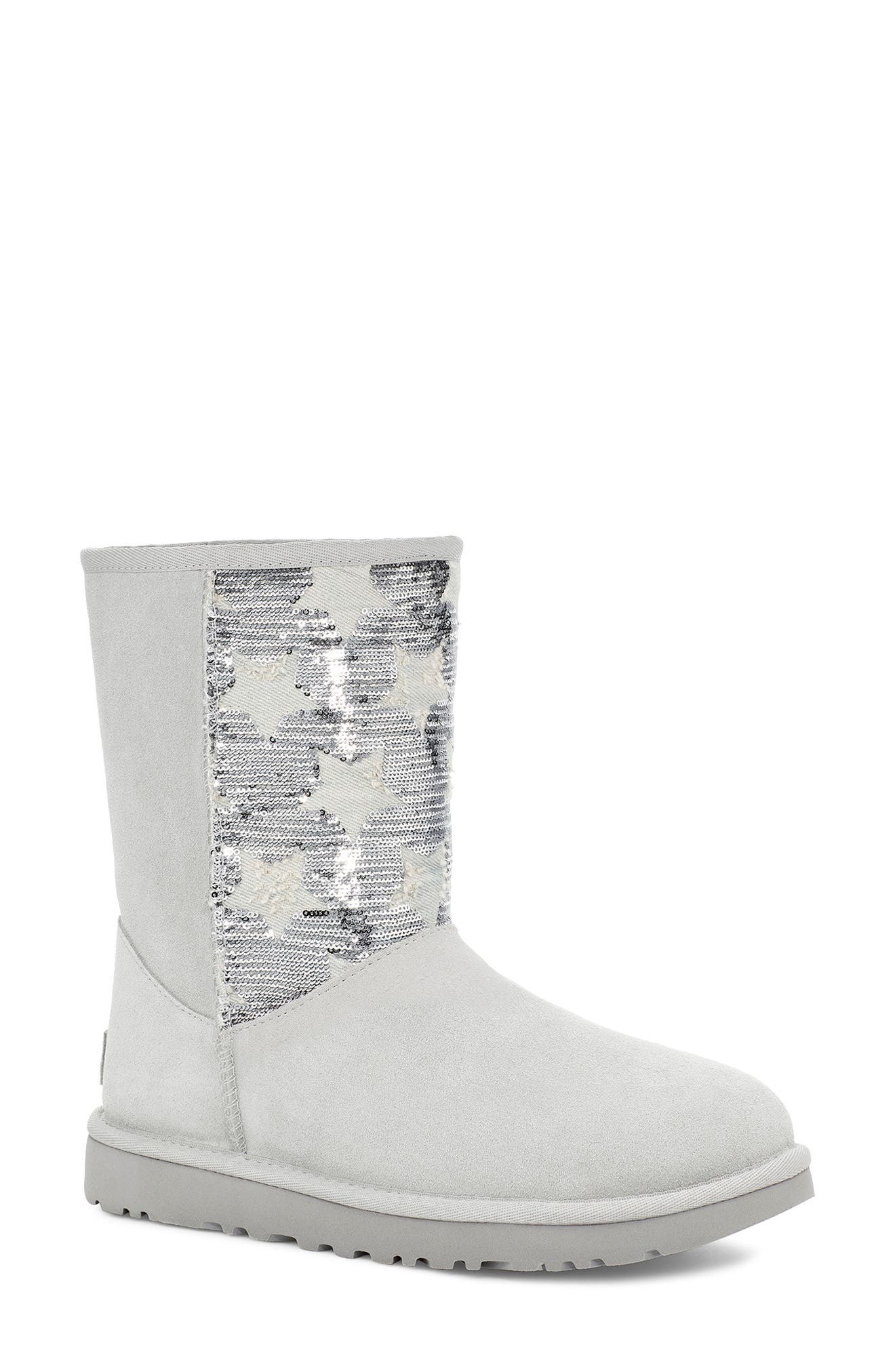 white sequin ugg boots