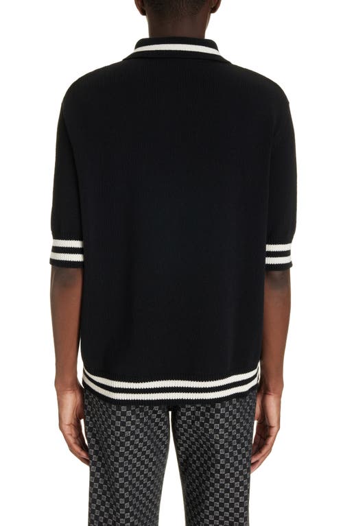 Shop Balmain Signature Logo Cotton Blend Polo In Eer Black/natural