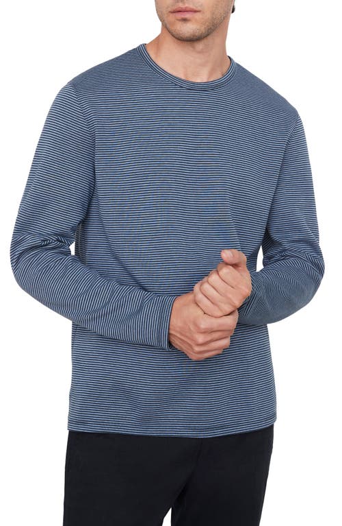 Vince Double Stripe Long Sleeve T-shirt In Blue