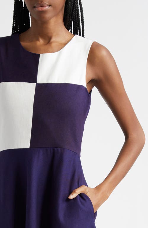 Shop Busayo Dami Colorblock A-line Dress In Indigo Blue, White