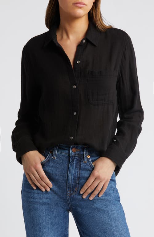 Shop Rails Ellis Cotton Gauze Button-up Shirt In Black