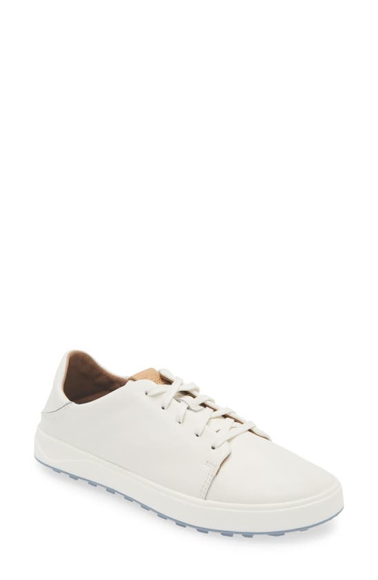 Shop Olukai Wailea Waterproof Spikeless Golf Shoe In White/ White