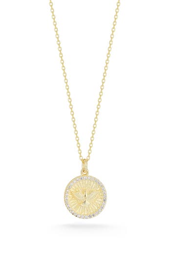 Chloe & Madison Chloe And Madison Cz Coin Pendant Necklace In Gold