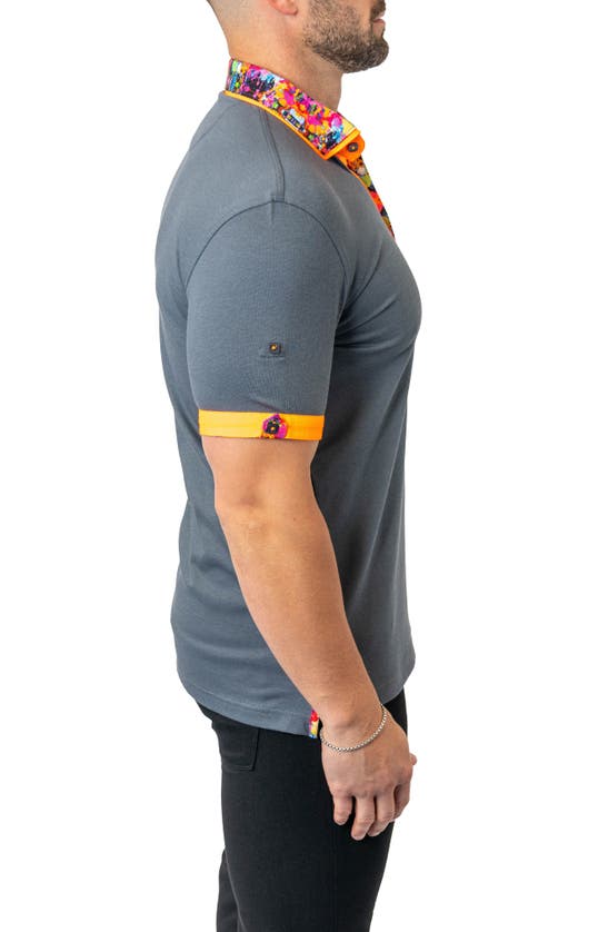 Shop Maceoo Mozartsolid Grey Button Down Piqué Polo