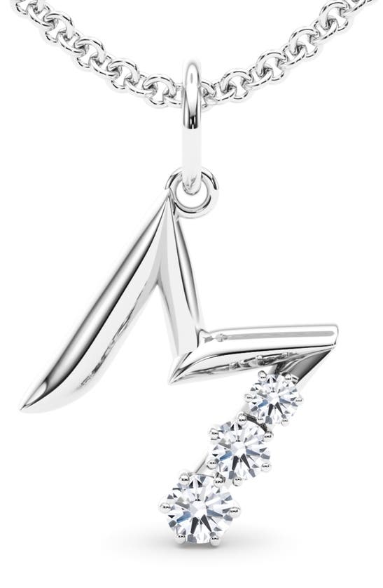 Hautecarat Graduated Lab-created Diamond Initial Letter Pendant Necklace In M - 18k White Gold