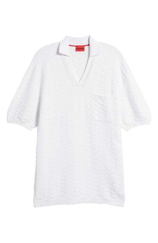 Shop Hugo Spato Cotton Jacquard Sweater Polo In White